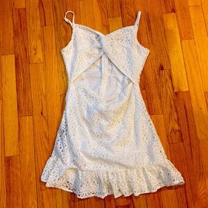 White Lace Cutout Dress